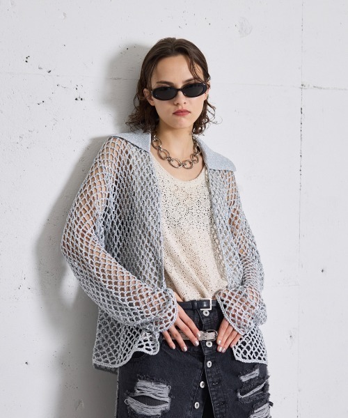 【新品未使用】24SS Hand knit lame cardigan seyto（セイト）の「Hand knit lame cardigan / ハンドニットラメ