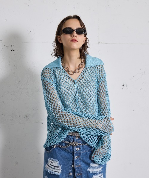 seyto（セイト）の「Hand knit lame cardigan / ハンドニットラメ