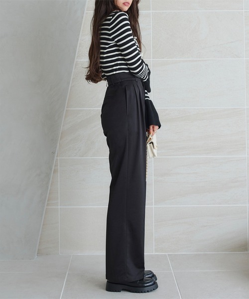 KOBE LETTUCE（コウベレタス）の「お腹ポッコリ解消ストレートパンツ（スラックス・レディース・モカ/ブラック/カーキ・TM/PL/M/PM/TL/L/XL）」の14枚目の写真