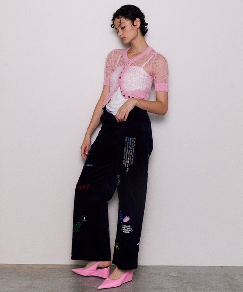 セール】2way Sheer Mohair Half Sleeve Knitwear/2WAYシアーモヘア