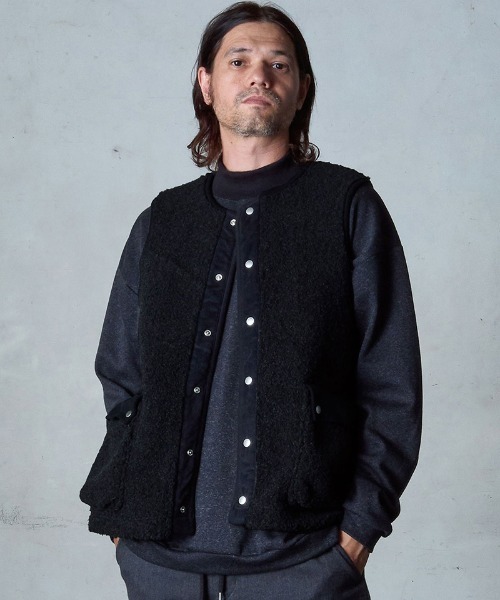 EGO TRIPPING(エゴトリッピング)の「mcg3501-WARMNEST ベスト(ベスト・メンズ・ヘザーチャコール/ブラック・48/46)」の2枚目の写真