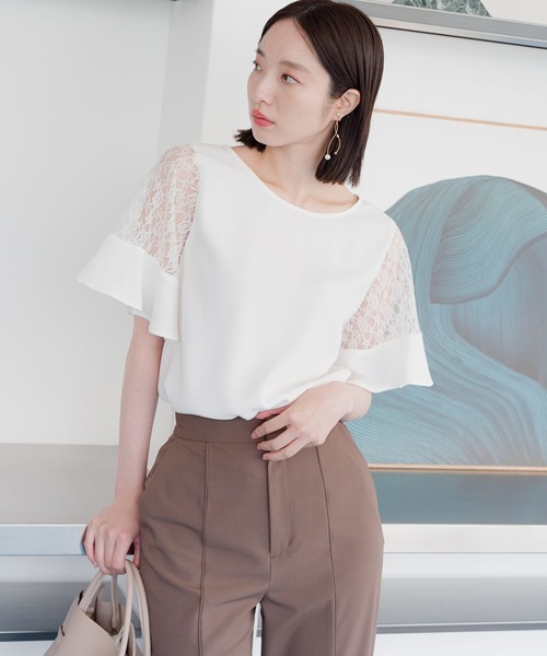 【選べるネックデザイン】ソデレースブラウス136094（シャツ/ブラウス）｜Andemiu（アンデミュウ）
