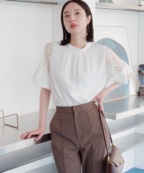 【選べるネックデザイン】ソデレースブラウス136094（シャツ/ブラウス）｜Andemiu（アンデミュウ）