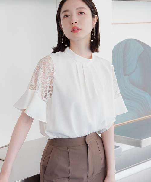 【選べるネックデザイン】ソデレースブラウス136094（シャツ/ブラウス）｜Andemiu（アンデミュウ）
