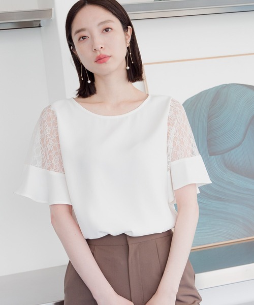 【選べるネックデザイン】ソデレースブラウス136094（シャツ/ブラウス）｜Andemiu（アンデミュウ）