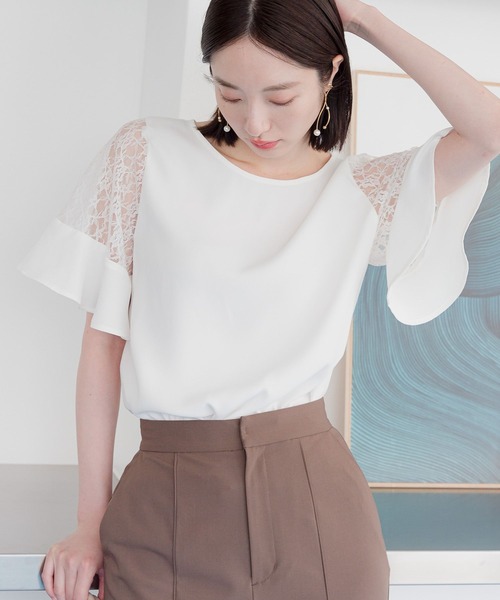 【選べるネックデザイン】ソデレースブラウス136094（シャツ/ブラウス）｜Andemiu（アンデミュウ）