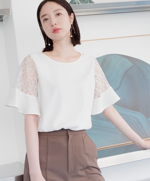 【選べるネックデザイン】ソデレースブラウス136094（シャツ/ブラウス）｜Andemiu（アンデミュウ）