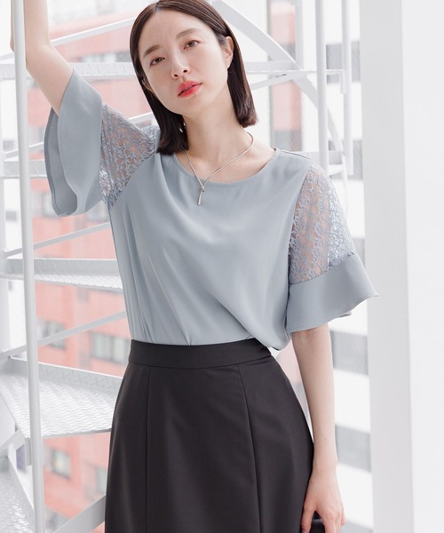 【選べるネックデザイン】ソデレースブラウス136094（シャツ/ブラウス）｜Andemiu（アンデミュウ）