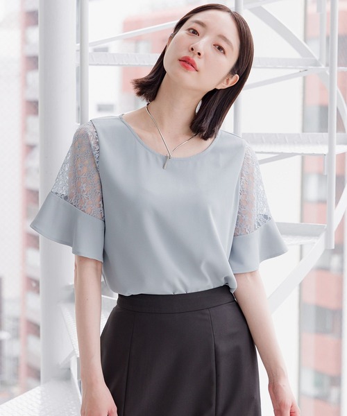 【選べるネックデザイン】ソデレースブラウス136094（シャツ/ブラウス）｜Andemiu（アンデミュウ）