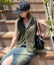 clear | フード付きノースリーブトップス［ストリート カジュアル Y2K］≪再入荷≫(パーカー)