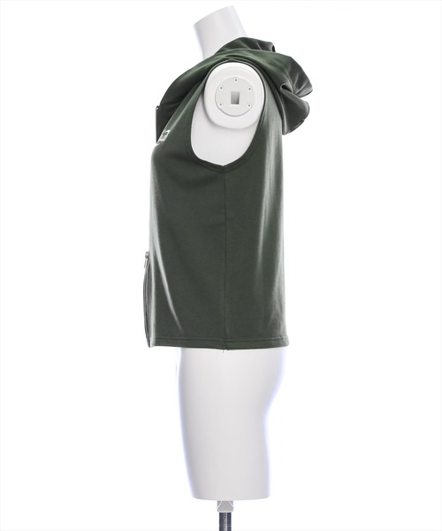 clear（クリア）の「フード付きノースリーブトップス［ストリート カジュアル Y2K］≪再入荷≫（パーカー・レディース・ブラック/カーキ/グレー・F）」の13枚目の写真