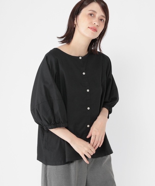 ODAKHA editforlulu パフスリーブ トップス black EDIT for lulu エディットフォールル ドット パフスリーブ