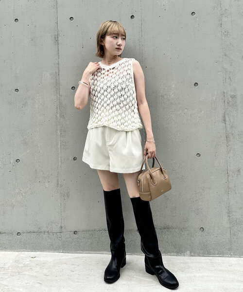 mline（エムライン）の「[mline]ショートパンツ（その他パンツ・レディース・チャコールグレー/ブラック/アイボリー・1/2）」の5枚目の写真