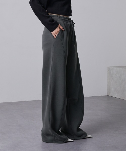 nui nullu】2WAYワイドスウェットカーブパンツ/セットアップ対応