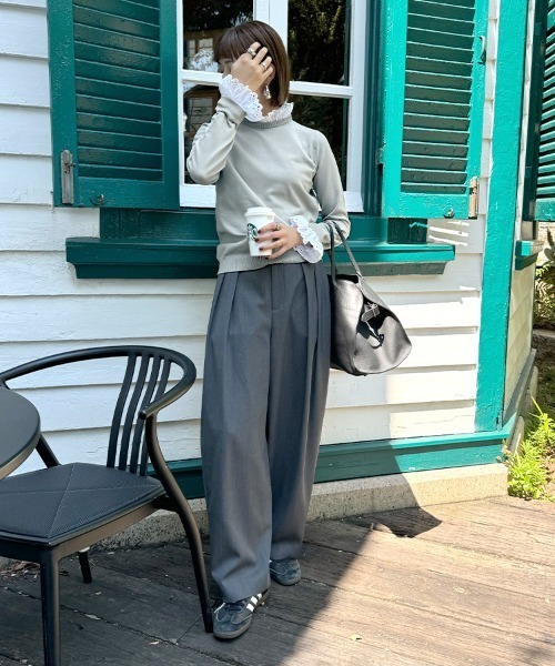 DONOBAN（ドノバン）の「2wayエッセンシャルニット（ニット/セーター・レディース・ホワイト/グレー/ブラック・ONE）」の19枚目の写真