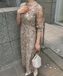 アンティーク刺繍レースドレス 結婚式 パーティードレス オケージョンドレス 同窓会 お呼ばれワンピース