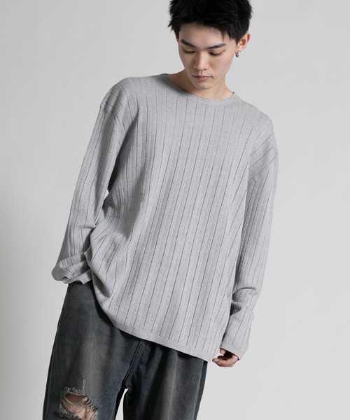 aimoha（アイモハ）の「【aimoha neo】 Soft Ribbed Long Sleeve Sweater（ニット/セーター・メンズ・グレー/ブラック・LARGE/XX-LARGE/X-LARGE）」の2枚目の写真