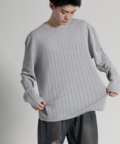 aimoha（アイモハ）の「【aimoha neo】 Soft Ribbed Long Sleeve Sweater（ニット/セーター・メンズ・グレー/ブラック・LARGE/XX-LARGE/X-LARGE）」の4枚目の写真