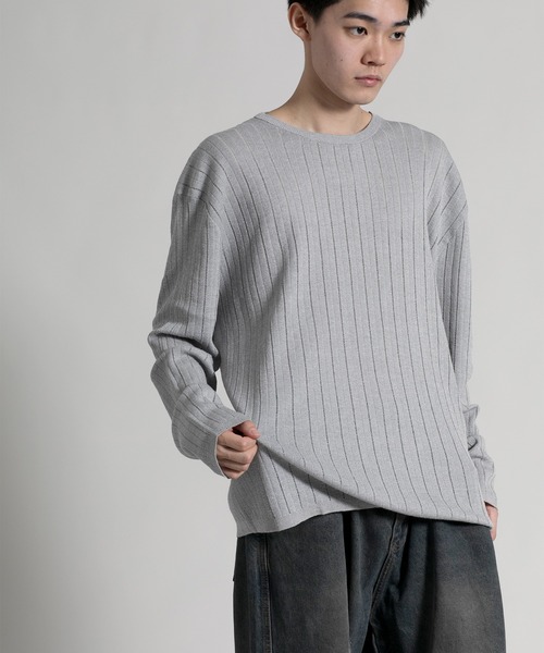 aimoha（アイモハ）の「【aimoha neo】 Soft Ribbed Long Sleeve Sweater（ニット/セーター・メンズ・グレー/ブラック・LARGE/XX-LARGE/X-LARGE）」の5枚目の写真