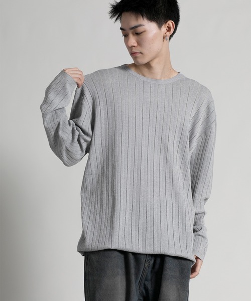 aimoha（アイモハ）の「【aimoha neo】 Soft Ribbed Long Sleeve Sweater（ニット/セーター・メンズ・グレー/ブラック・LARGE/XX-LARGE/X-LARGE）」の6枚目の写真