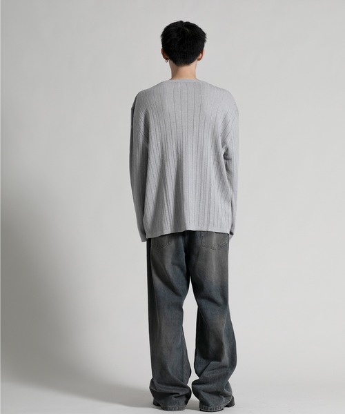 aimoha（アイモハ）の「【aimoha neo】 Soft Ribbed Long Sleeve Sweater（ニット/セーター・メンズ・グレー/ブラック・LARGE/XX-LARGE/X-LARGE）」の7枚目の写真