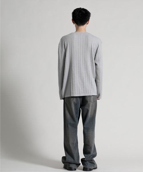 aimoha（アイモハ）の「【aimoha neo】 Soft Ribbed Long Sleeve Sweater（ニット/セーター・メンズ・グレー/ブラック・LARGE/XX-LARGE/X-LARGE）」の8枚目の写真