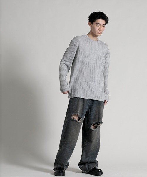 aimoha（アイモハ）の「【aimoha neo】 Soft Ribbed Long Sleeve Sweater（ニット/セーター・メンズ・グレー/ブラック・LARGE/XX-LARGE/X-LARGE）」の14枚目の写真