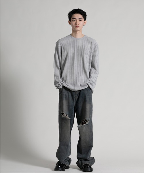 aimoha（アイモハ）の「【aimoha neo】 Soft Ribbed Long Sleeve Sweater（ニット/セーター・メンズ・グレー/ブラック・LARGE/XX-LARGE/X-LARGE）」の17枚目の写真