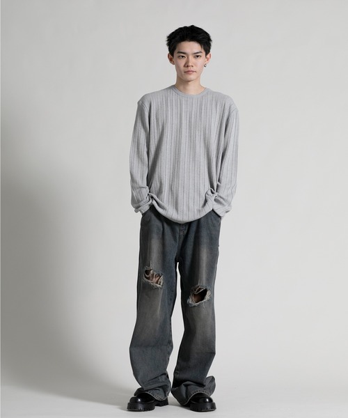 aimoha（アイモハ）の「【aimoha neo】 Soft Ribbed Long Sleeve Sweater（ニット/セーター・メンズ・グレー/ブラック・LARGE/XX-LARGE/X-LARGE）」の20枚目の写真