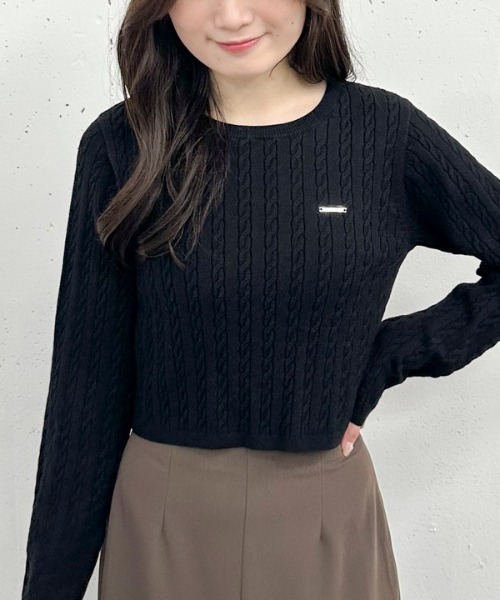 archives（アルシーヴ）の「ワンポイントケーブルニット（ニット/セーター・レディース・ブラック/ブラウン/グレー/アイボリー/ワイン・MEDIUM）」の18枚目の写真