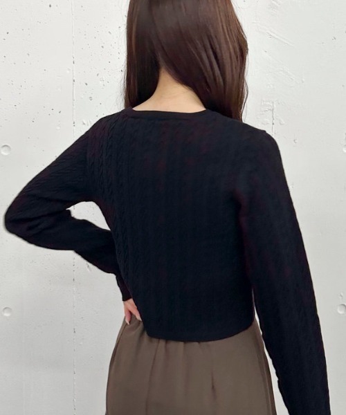 archives（アルシーヴ）の「ワンポイントケーブルニット（ニット/セーター・レディース・ブラック/ブラウン/グレー/アイボリー/ワイン・MEDIUM）」の20枚目の写真