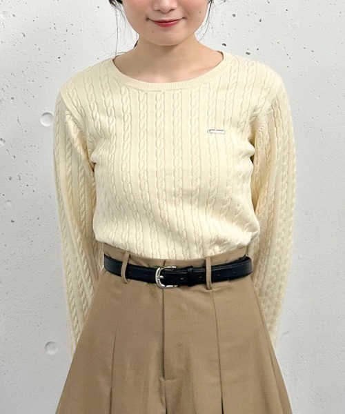 archives（アルシーヴ）の「ワンポイントケーブルニット（ニット/セーター・レディース・ブラック/ブラウン/グレー/アイボリー/ワイン・MEDIUM）」の13枚目の写真