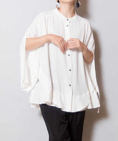 【セール】2WAYスリットスリーブギャザーブラウス（シャツ/ブラウス）｜OSMOSIS（オズモーシス） 7,225円