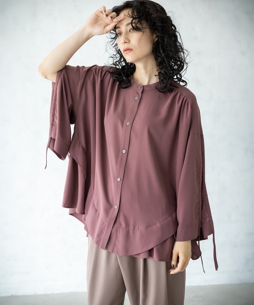 OSMOSIS（オズモーシス）の「2WAYスリットスリーブギャザーブラウス（シャツ/ブラウス・レディース・ホワイト/ブラック/グレー/ピンク系その他・ONE SIZE）」の13枚目の写真