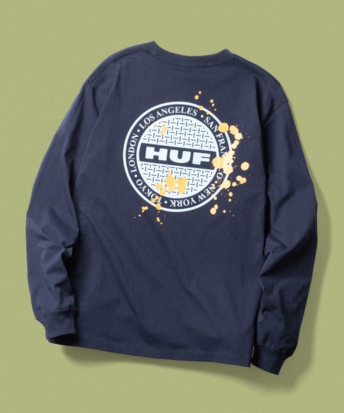 HUF（ハフ）の「MANHOLE LS TEE（Tシャツ/カットソー・メンズ・ブラック/ネイビー/ホワイト・SMALL/MEDIUM/LARGE/X-LARGE/XX-LARGE）」の3枚目の写真