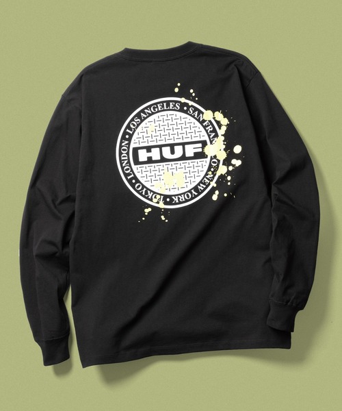 HUF（ハフ）の「MANHOLE LS TEE（Tシャツ/カットソー・メンズ・ブラック/ネイビー/ホワイト・SMALL/MEDIUM/LARGE/X-LARGE/XX-LARGE）」の2枚目の写真