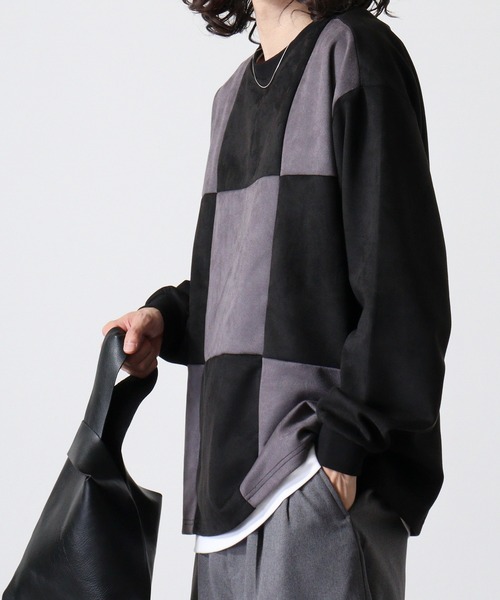 ATELANE（アテレーン）の「ATELANE フェイクスウェードブロック切替プルオーバー（Tシャツ/カットソー・メンズ・ブラック/アイボリー・L/M）」の14枚目の写真