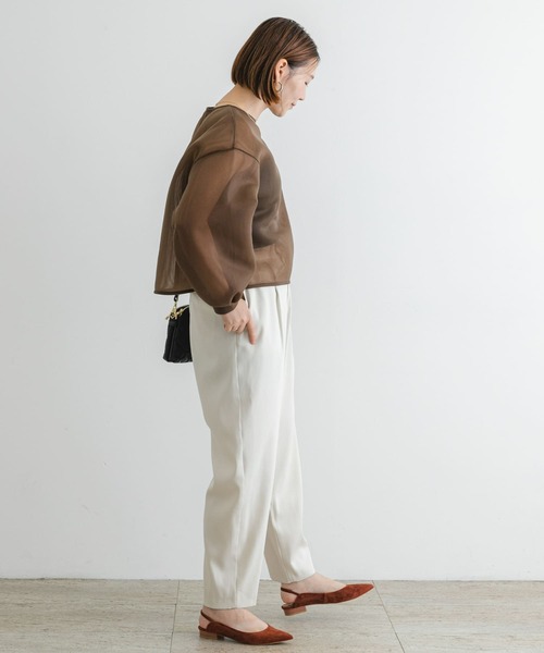 F by ROSSO(エフバイロッソ)の「F by ROSSO サテンストレッチカーブフォルムパンツ(その他パンツ・レディース・オフホワイト/ピンク・36/38)」の7枚目の写真