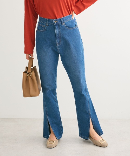 Sugar spoon(シュガースプーン)の「・SUGAR SPOON デニムスリットフレアパンツ(デニムパンツ・レディース・インディゴブルー/ブラック・FREE)」の1枚目の写真