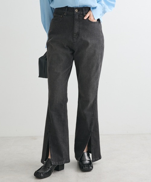 Sugar spoon(シュガースプーン)の「・SUGAR SPOON デニムスリットフレアパンツ(デニムパンツ・レディース・インディゴブルー/ブラック・FREE)」の2枚目の写真