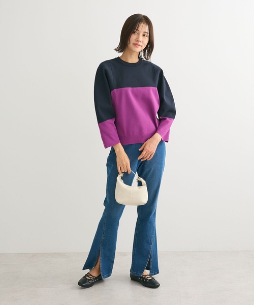 Sugar spoon(シュガースプーン)の「・SUGAR SPOON デニムスリットフレアパンツ(デニムパンツ・レディース・インディゴブルー/ブラック・FREE)」の8枚目の写真