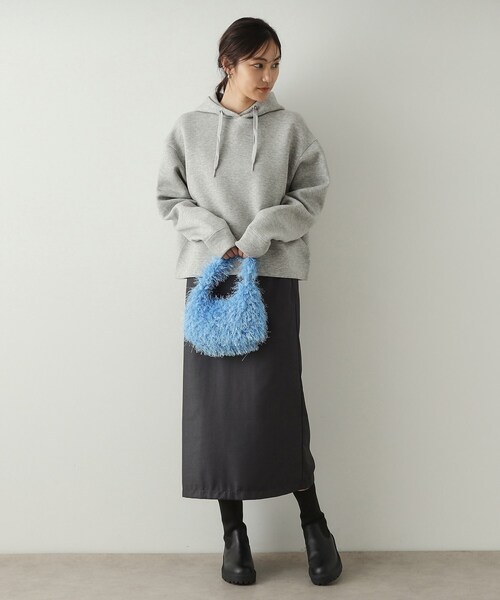 OPAQUE.CLIP（オペークドットクリップ）の「◆≪ツインセット≫プリーツラップ×ナロースカート【洗濯機洗い可】（スカート・レディース・チャコールグレー/キャメル・38/40/42）」の5枚目の写真