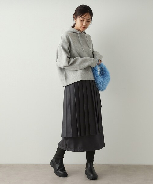 OPAQUE.CLIP（オペークドットクリップ）の「◆≪ツインセット≫プリーツラップ×ナロースカート【洗濯機洗い可】（スカート・レディース・チャコールグレー/キャメル・38/40/42）」の6枚目の写真