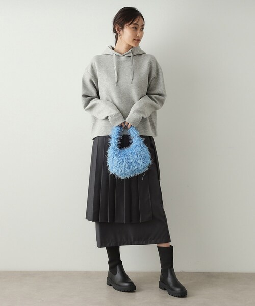 OPAQUE.CLIP（オペークドットクリップ）の「◆≪ツインセット≫プリーツラップ×ナロースカート【洗濯機洗い可】（スカート・レディース・チャコールグレー/キャメル・38/40/42）」の7枚目の写真