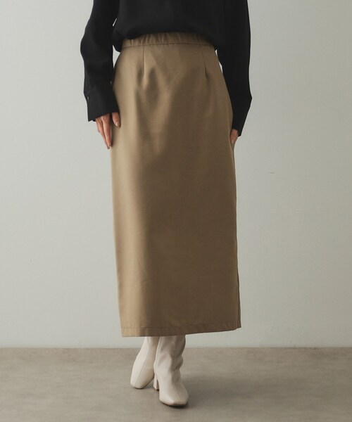 OPAQUE.CLIP（オペークドットクリップ）の「◆≪ツインセット≫プリーツラップ×ナロースカート【洗濯機洗い可】（スカート・レディース・チャコールグレー/キャメル・38/40/42）」の9枚目の写真