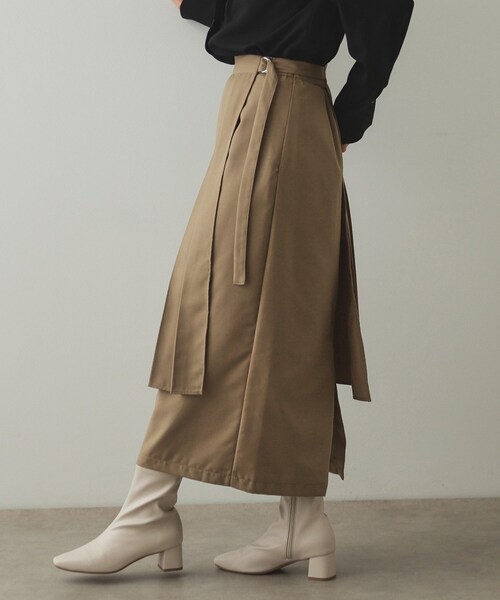 OPAQUE.CLIP（オペークドットクリップ）の「◆≪ツインセット≫プリーツラップ×ナロースカート【洗濯機洗い可】（スカート・レディース・チャコールグレー/キャメル・38/40/42）」の10枚目の写真