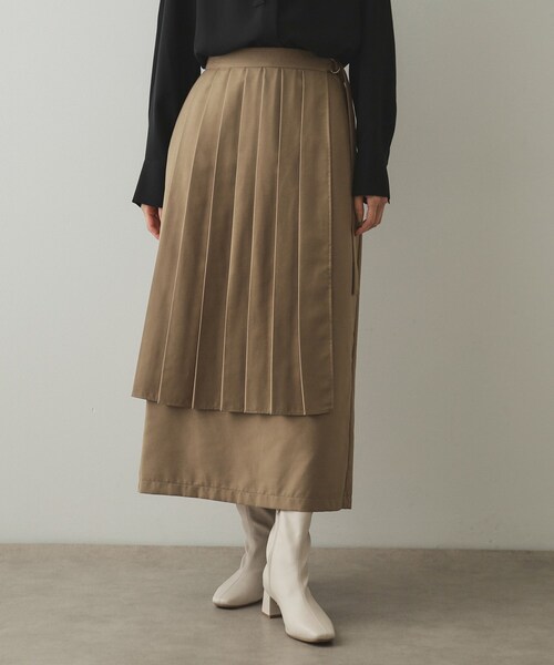 OPAQUE.CLIP（オペークドットクリップ）の「◆≪ツインセット≫プリーツラップ×ナロースカート【洗濯機洗い可】（スカート・レディース・チャコールグレー/キャメル・38/40/42）」の18枚目の写真