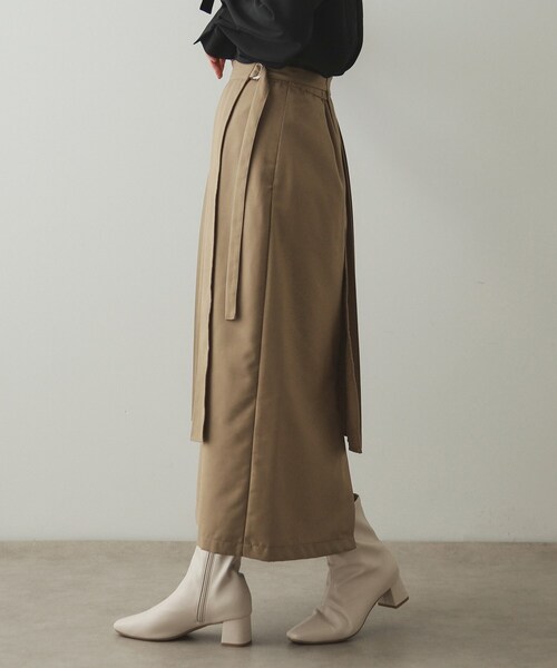 OPAQUE.CLIP（オペークドットクリップ）の「◆≪ツインセット≫プリーツラップ×ナロースカート【洗濯機洗い可】（スカート・レディース・チャコールグレー/キャメル・38/40/42）」の19枚目の写真