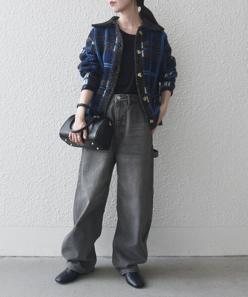 セール】SHIPS any:〈手洗い可能〉チェック ジャカード 襟付き