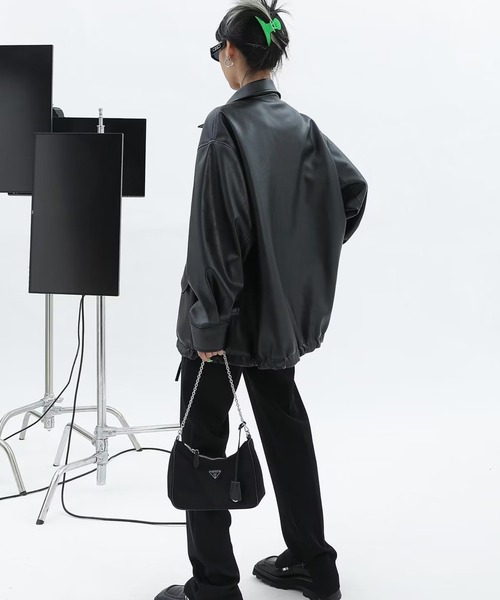 セール】ビッグシルエット PU レザー ブルゾン（ブルゾン